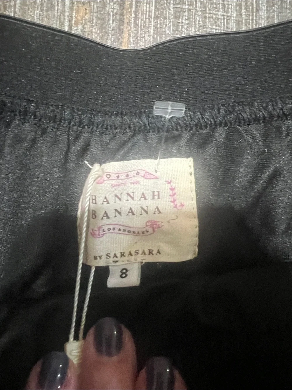 NWT Hannah Banana Black Tiered Faux Leather Skater Skirt